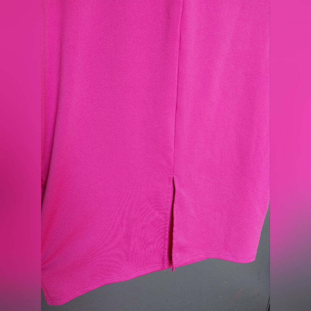 Pink Ruffled V-Neck Long Sleeve Cocktail Dress - Picture 6 of 6
